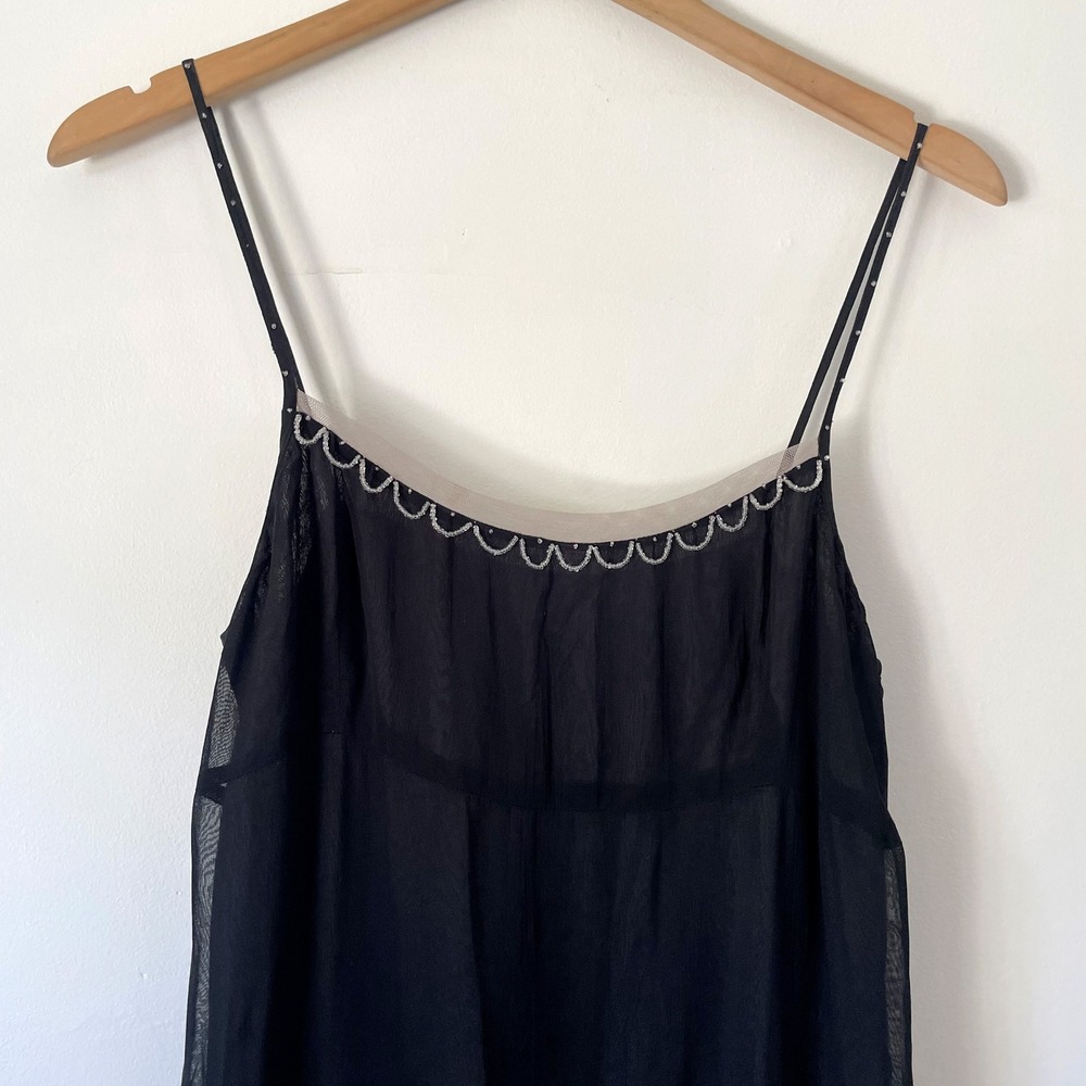 Ecote Vintage Y2K Babydoll Sheer Midi Slip Dress Large Beaded Whimsigoth Fairy - Picture 2 of 13